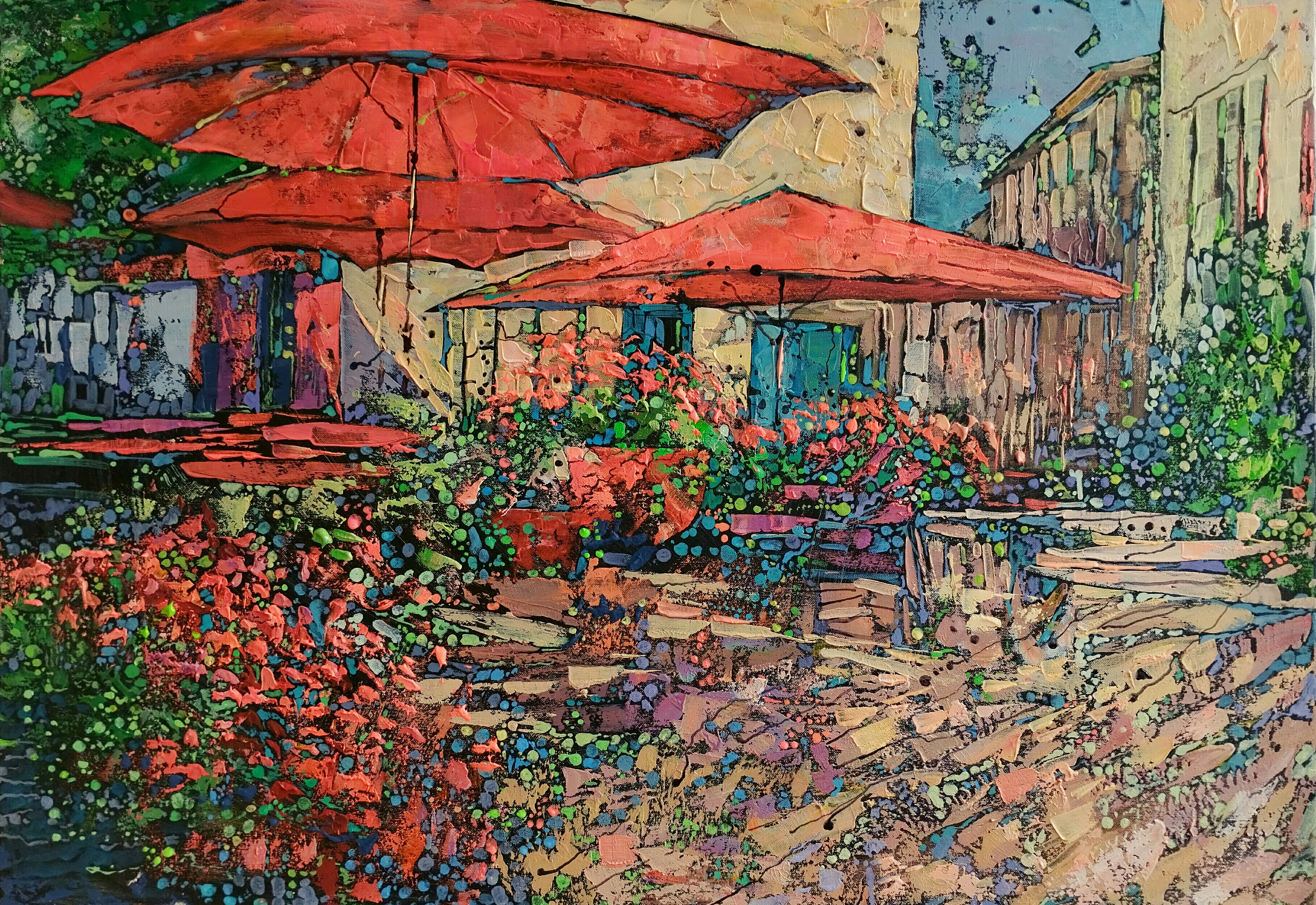 Red umbrellas 
