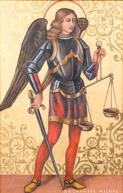 Archanioł Michał z wagą z inspiracji Domenico Ghirlandaio