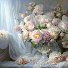 Peonie w tiulach