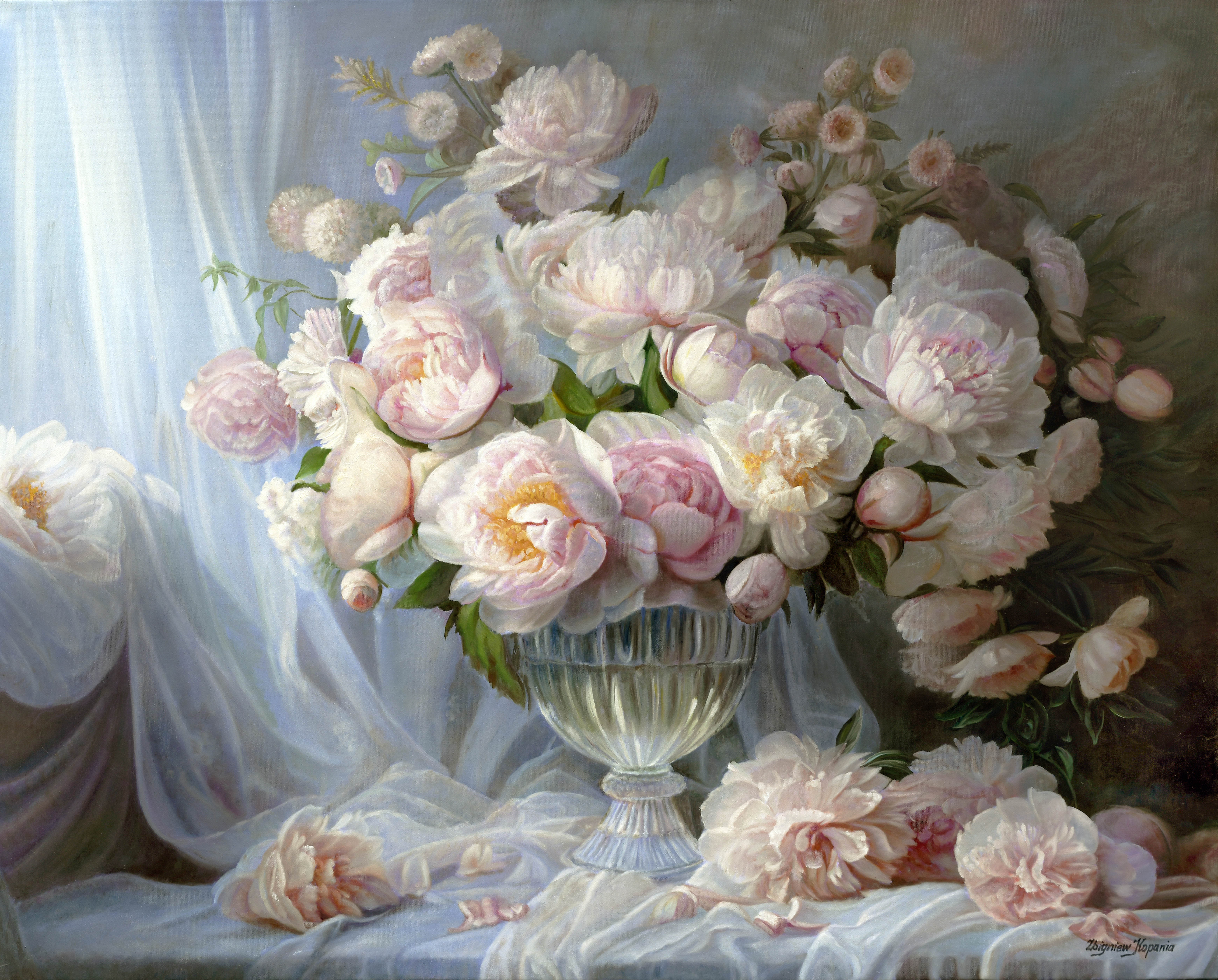 Peonie w tiulach