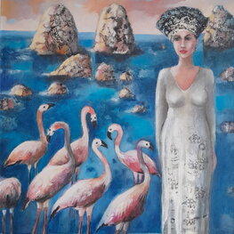Kompozycja z flamingami