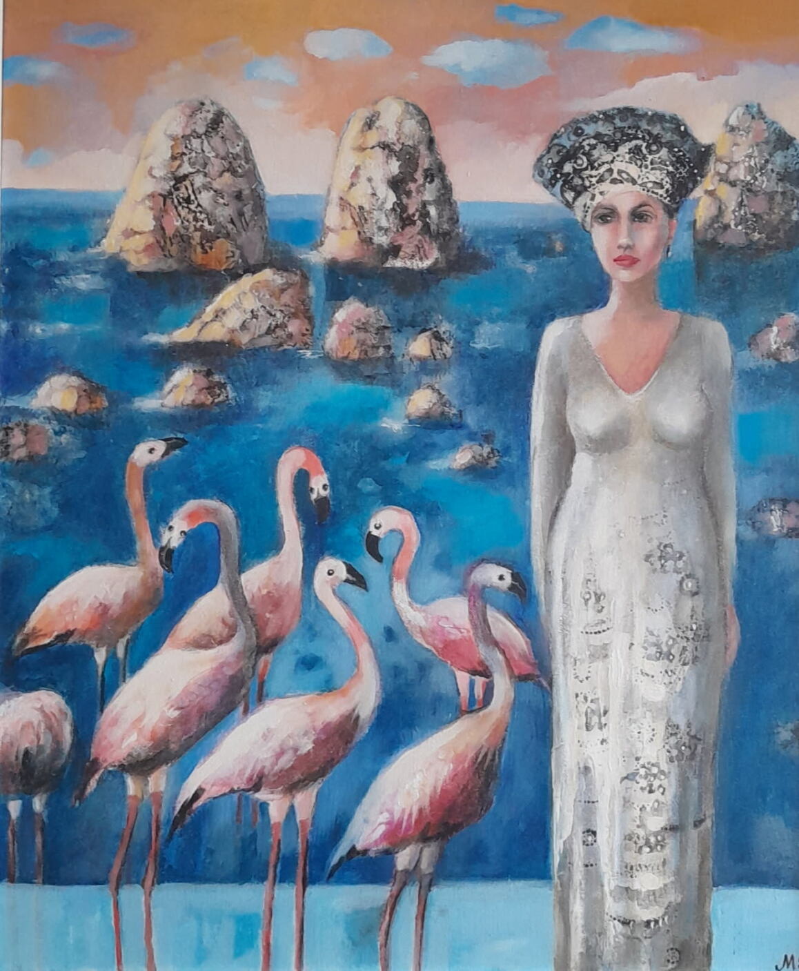 Kompozycja z flamingami