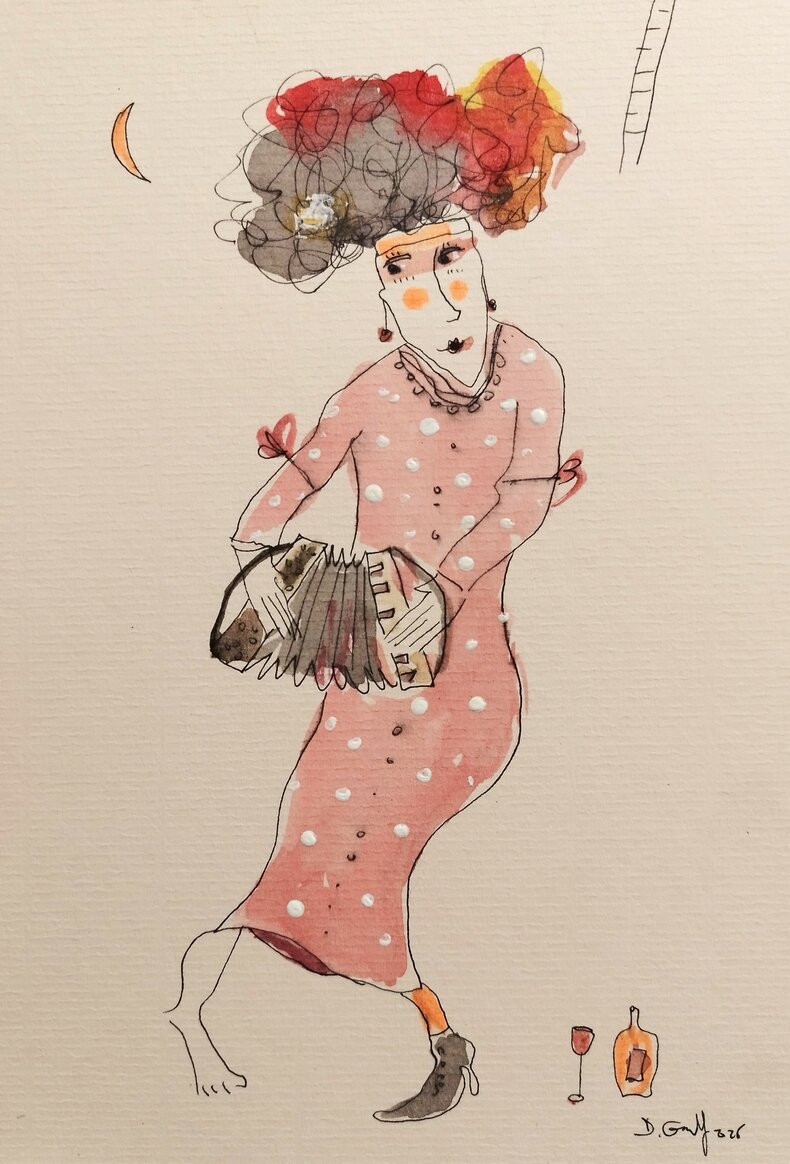 Akordeonistka i skrzypek