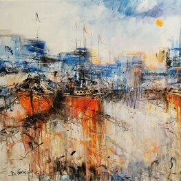 Pomarańczowe łodzie w słońcu