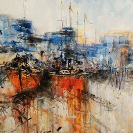 Pomarańczowe łodzie w słońcu