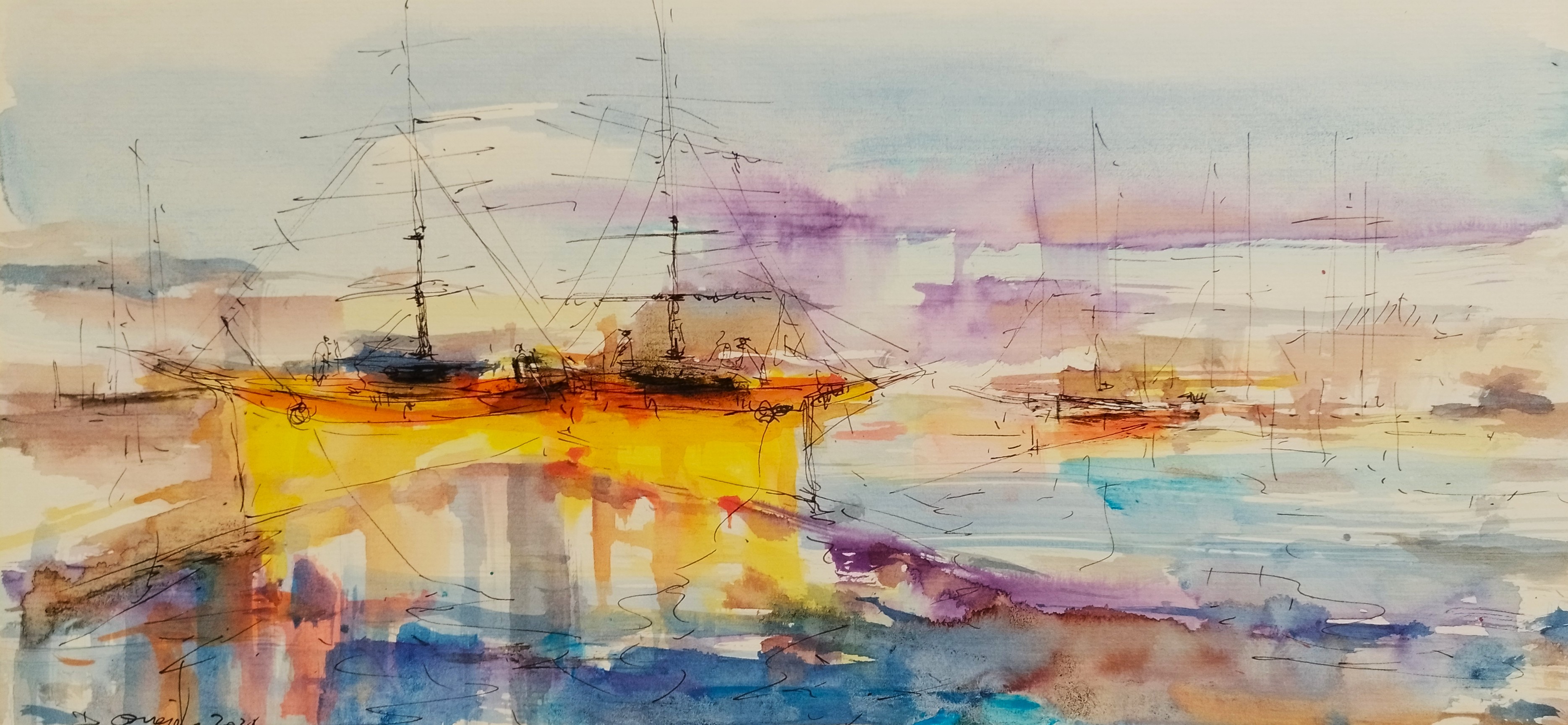 Dwie żółte łodzie